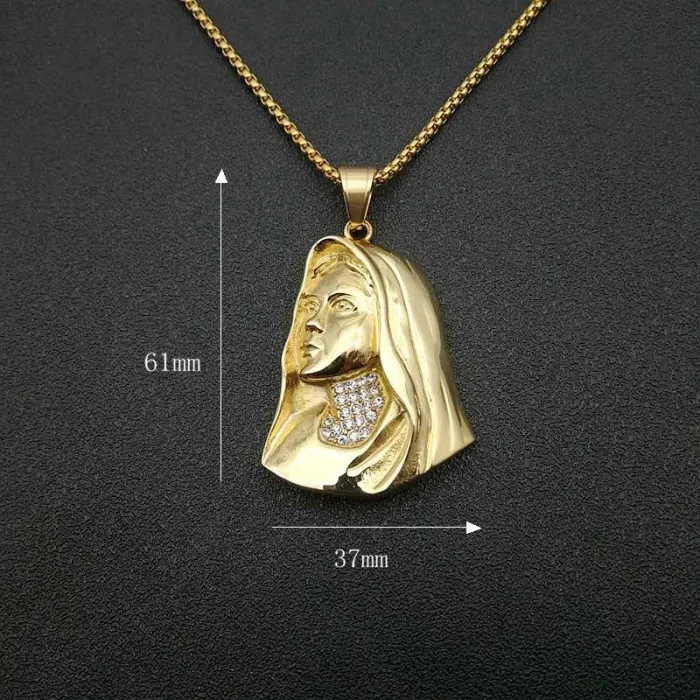 Wholesale Gold Plated Titanium Steel Virgin Mary Pendant Necklace – Handmade Religious Jewelry Bulk Supplier Factory Price
