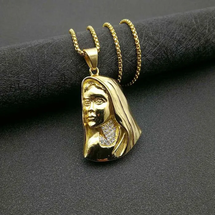 Wholesale Gold Plated Titanium Steel Virgin Mary Pendant Necklace – Handmade Religious Jewelry Bulk Supplier Factory Price