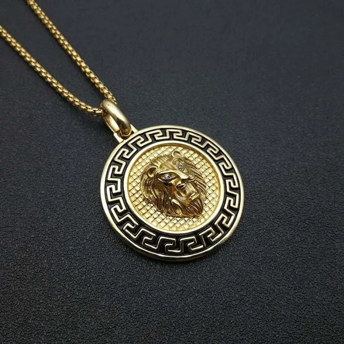 Wholesale Gold Plated Titanium Steel Lion Head Pendant Necklace – Hip Hop Iced Out Jewelry Bulk Supplier Factory Price