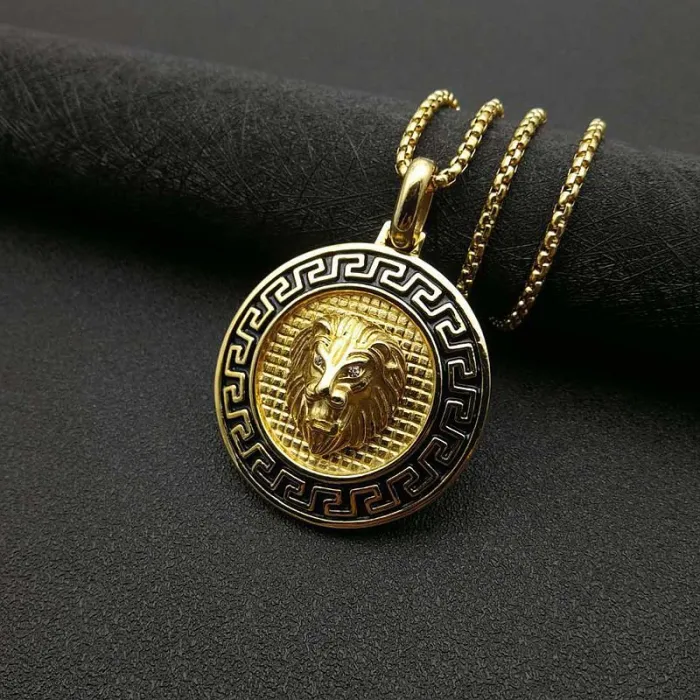 Wholesale Gold Plated Titanium Steel Lion Head Pendant Necklace – Hip Hop Iced Out Jewelry Bulk Supplier Factory Price