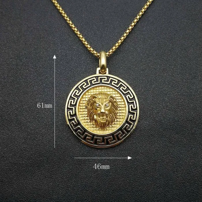 Wholesale Gold Plated Titanium Steel Lion Head Pendant Necklace – Hip Hop Iced Out Jewelry Bulk Supplier Factory Price