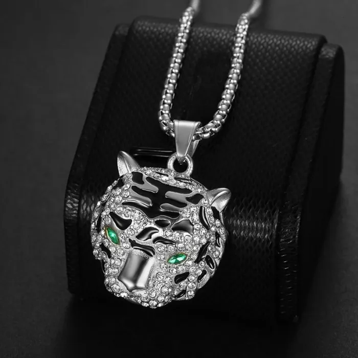 Wholesale Gold Plated Titanium Steel Tiger Head Pendant Necklace – Hip Hop Iced Out Jewelry Bulk Supplier Factory Price