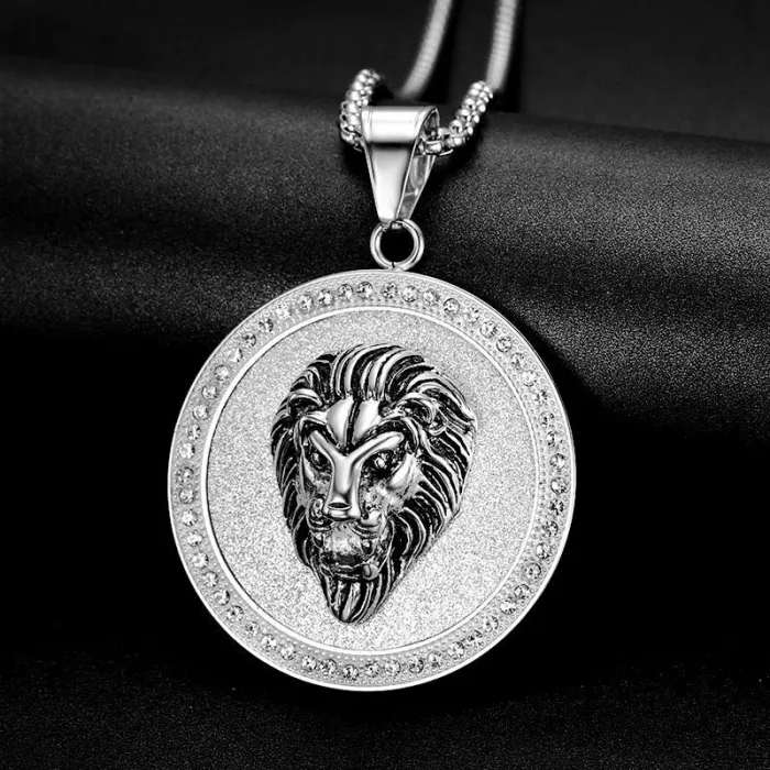 Wholesale Gold Plated Titanium Steel Lion Head Pendant Necklace – Hip Hop Iced Out Jewelry Bulk Supplier Factory Price