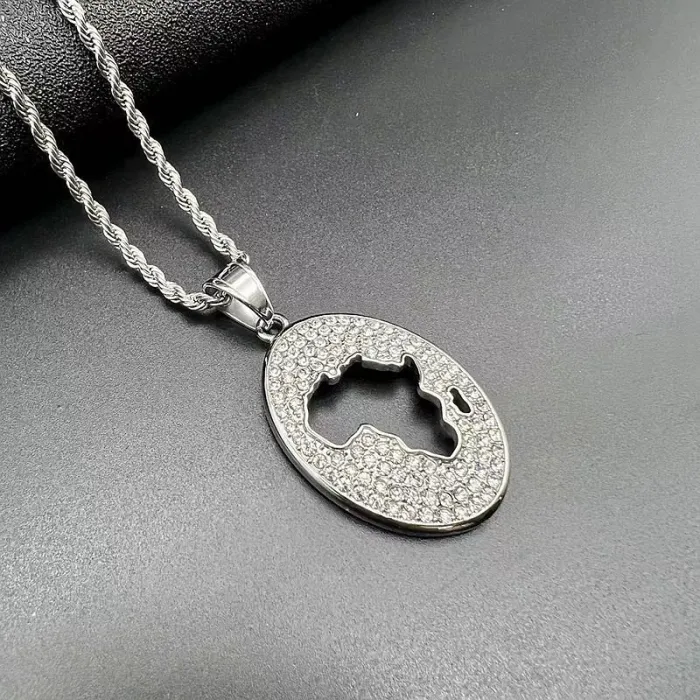 Wholesale Gold Plated Titanium Steel Africa Map Pendant Necklace – Hip Hop Iced Out Jewelry Bulk Supplier Factory Price