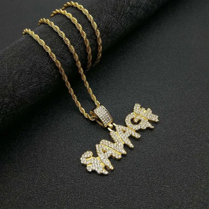 Wholesale Gold Plated Titanium Steel SAVAGE Pendant Necklace – Hip Hop Iced Out Jewelry Bulk Supplier Factory Price