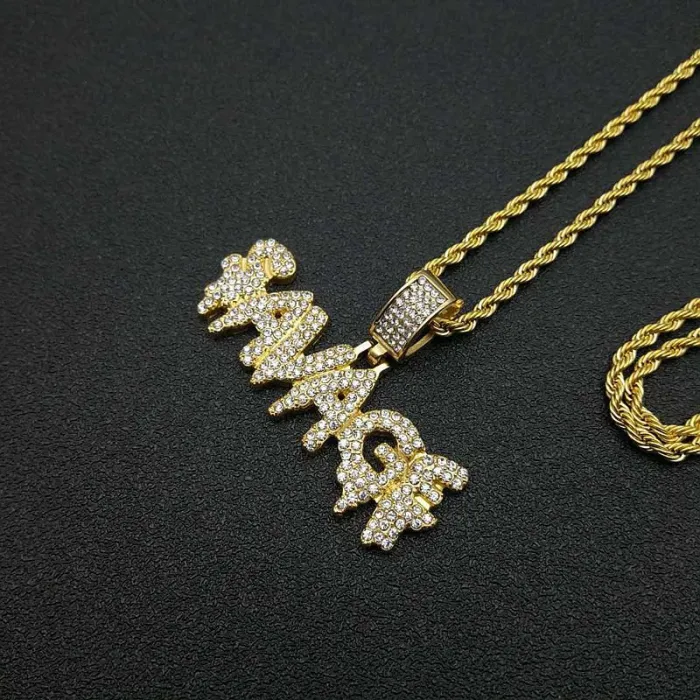 Wholesale Gold Plated Titanium Steel SAVAGE Pendant Necklace – Hip Hop Iced Out Jewelry Bulk Supplier Factory Price