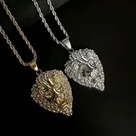 Wholesale Gold Plated Titanium Steel Lion Head Pendant Necklace – Hip Hop Iced Out Jewelry Bulk Supplier Factory Price - Jewelryto