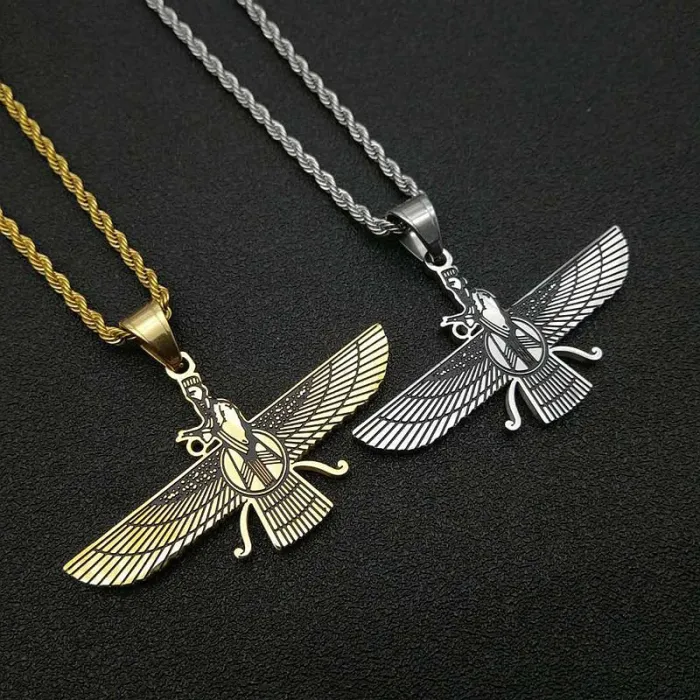 Wholesale Gold Plated Stainless Steel Zoroastrian Pendant Necklace – Hip Hop Religious Jewelry Bulk Supplier Factory Price