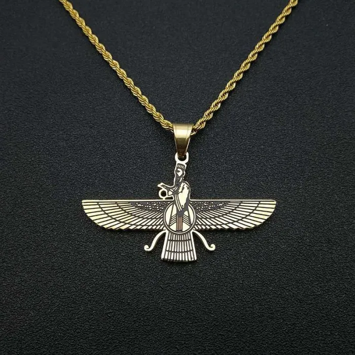 Wholesale Gold Plated Stainless Steel Zoroastrian Pendant Necklace – Hip Hop Religious Jewelry Bulk Supplier Factory Price