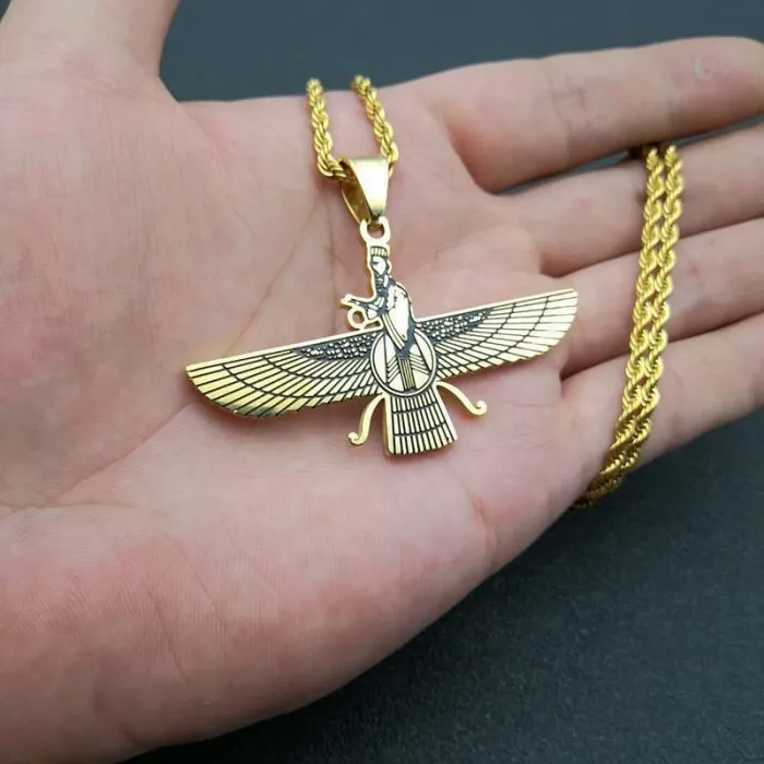Wholesale Gold Plated Stainless Steel Zoroastrian Pendant Necklace – Hip Hop Religious Jewelry Bulk Supplier Factory Price