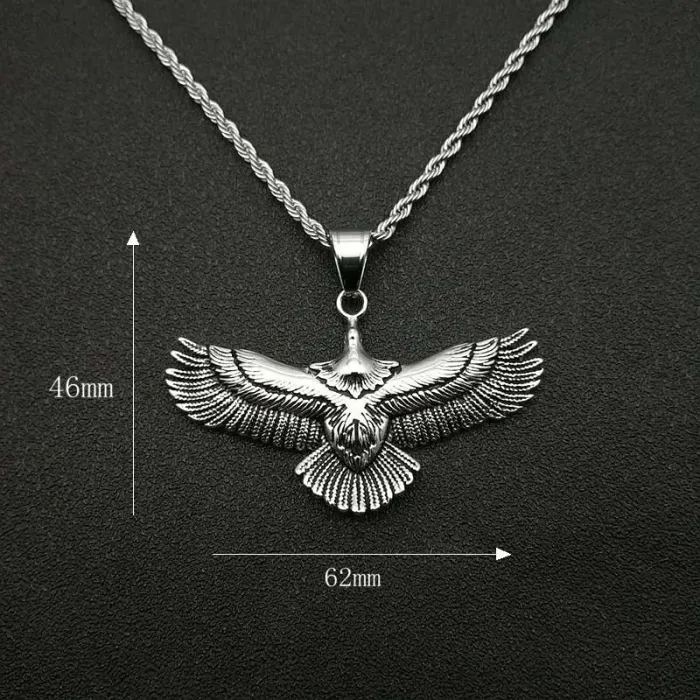 Wholesale Polished Gold Plated Titanium Steel Eagle Pendant Necklace – Vintage Punk Jewelry Bulk Supplier Factory Price