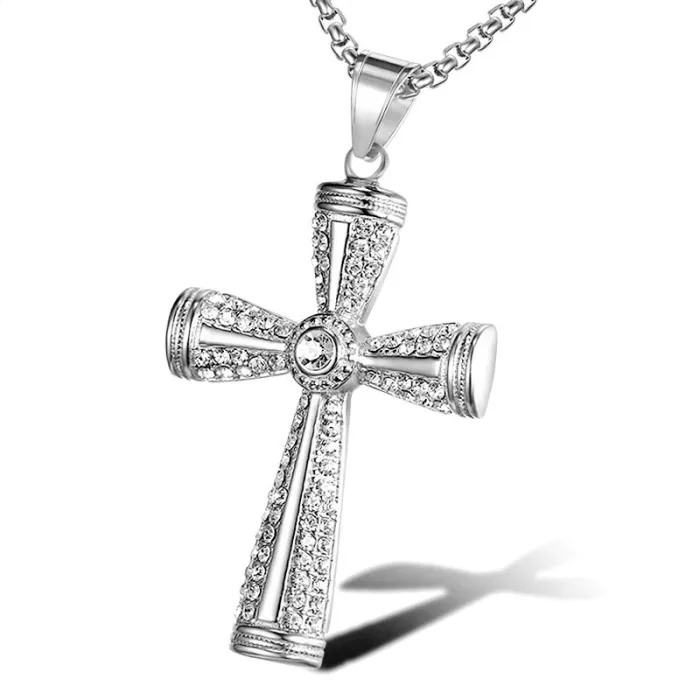 Wholesale Gold Plated Titanium Steel Cross Pendant Necklace – Hip Hop Iced Out Religious Jewelry Bulk Supplier Factory Price