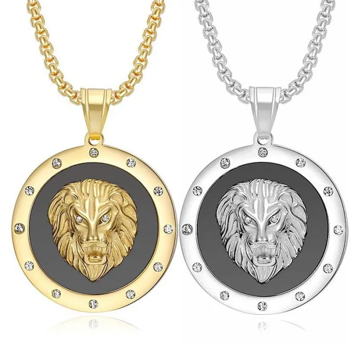 Wholesale Gold Plated Titanium Steel Lion Head Pendant Necklace – Hip Hop Iced Out Jewelry Bulk Supplier Factory Price