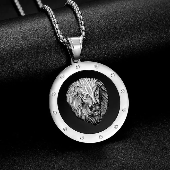 Wholesale Gold Plated Titanium Steel Lion Head Pendant Necklace – Hip Hop Iced Out Jewelry Bulk Supplier Factory Price