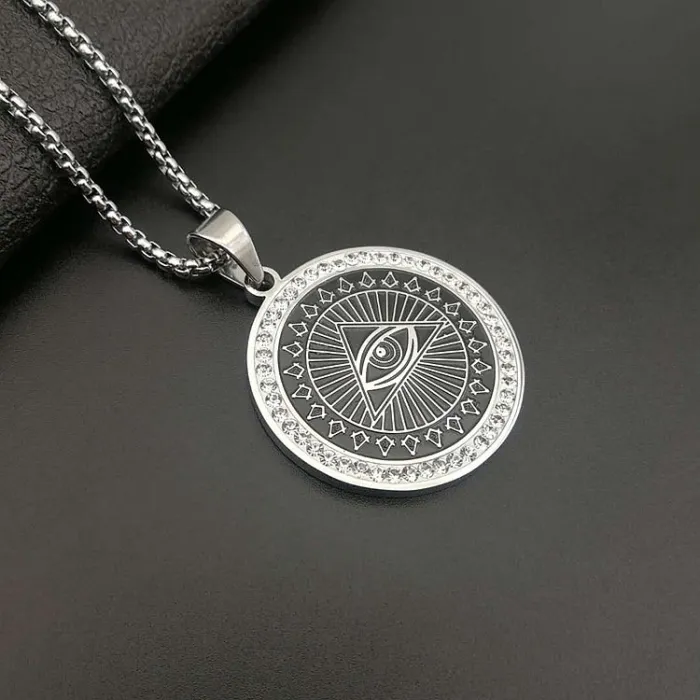 Wholesale Gold Plated Titanium Steel Eye of Providence Pendant Necklace – Hip Hop Iced Out Religious Jewelry Bulk Supplier Factory Price