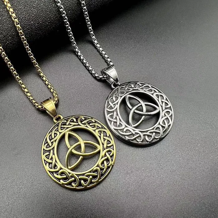 Wholesale Polished Titanium Steel Celtic Knot Pendant Necklace – Viking Norse Jewelry Bulk Supplier Factory Price