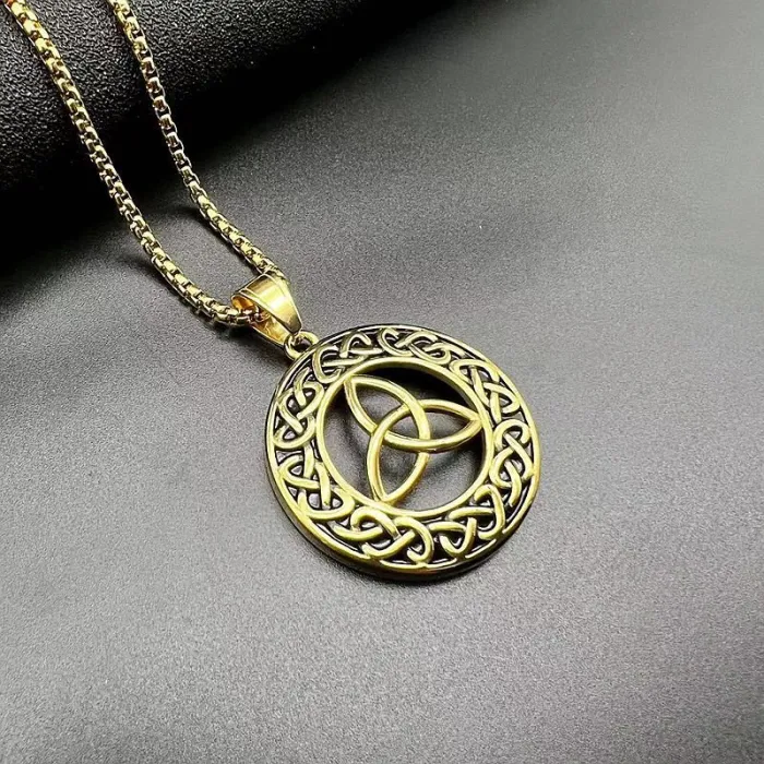 Wholesale Gold Plated Titanium Steel Celtic Knot Pendant Necklace – Viking Norse Jewelry Bulk Supplier Factory Price