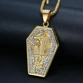 Wholesale Gold Plated Titanium Steel Anubis Wolf Head Pendant Necklace – Egyptian Hip Hop Iced Out Jewelry Bulk Supplier Factory Price - Jewelryto