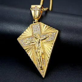 Wholesale Gold Plated Titanium Steel Jesus Pendant Necklace – Hip Hop Iced Out Religious Jewelry Bulk Supplier Factory Price - Jewelryto