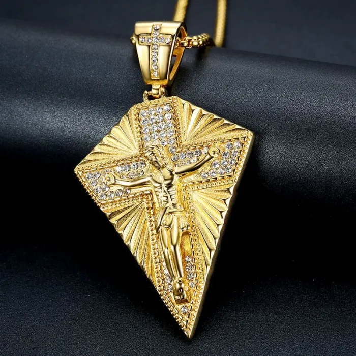 Wholesale Gold Plated Titanium Steel Jesus Pendant Necklace – Hip Hop Iced Out Religious Jewelry Bulk Supplier Factory Price