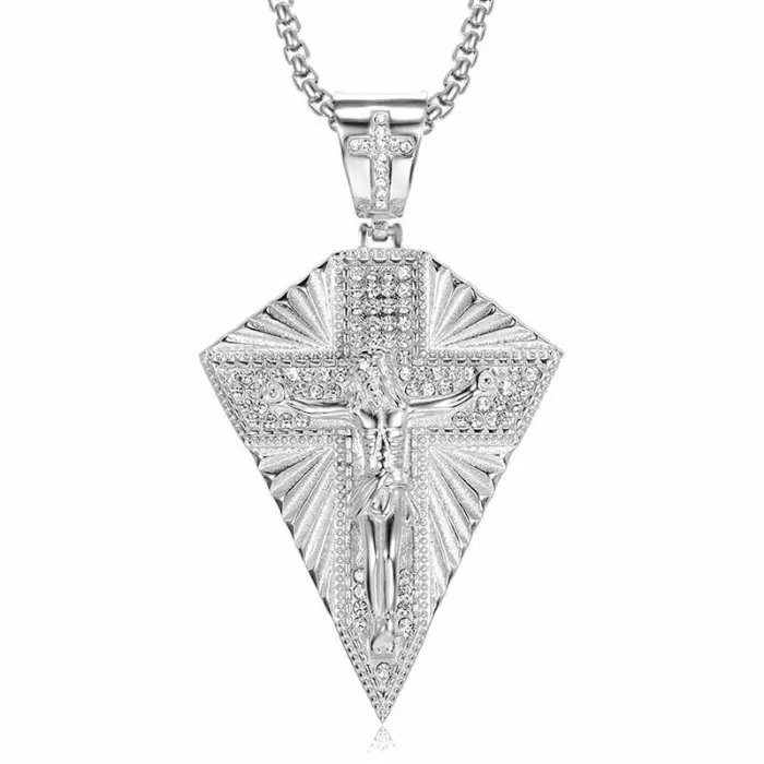 Wholesale Gold Plated Titanium Steel Jesus Pendant Necklace – Hip Hop Iced Out Religious Jewelry Bulk Supplier Factory Price