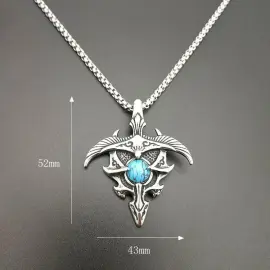 Wholesale Titanium Steel Eagle Pendant Necklace with Turquoise Gesar Design – Vintage Punk Jewelry Bulk Supplier Factory Price - Jewelryto