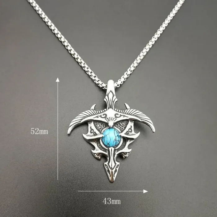 Wholesale Titanium Steel Eagle Pendant Necklace with Turquoise Gesar Design – Vintage Punk Jewelry Bulk Supplier Factory Price